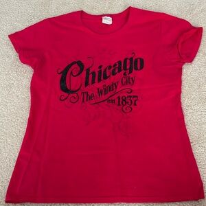 Chicago City Logo Magenta Fuschia Short Sleeve Heavy Cotton Tee